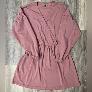 𝅺ASOS 100% cotton oversized faux wrap front dress. Dusty pink, size US 6.